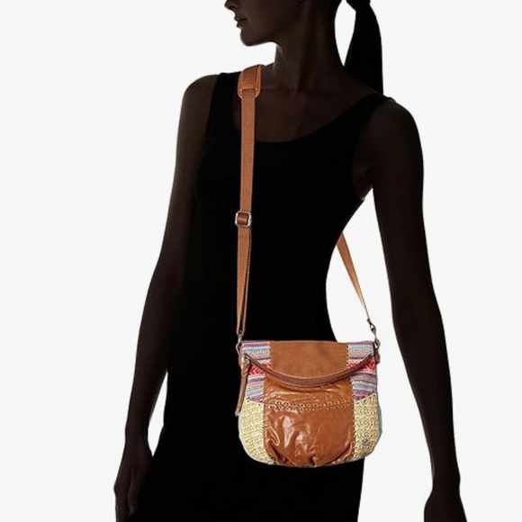 The Sak Deena Leather Boho Crossbody Fold Over Zip Bag - Picture 6 of 15